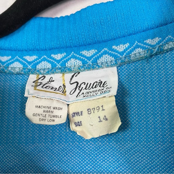 Vintage 70’s Blue and White Striped Long Sleeve Dress Med - Picture 6 of 6